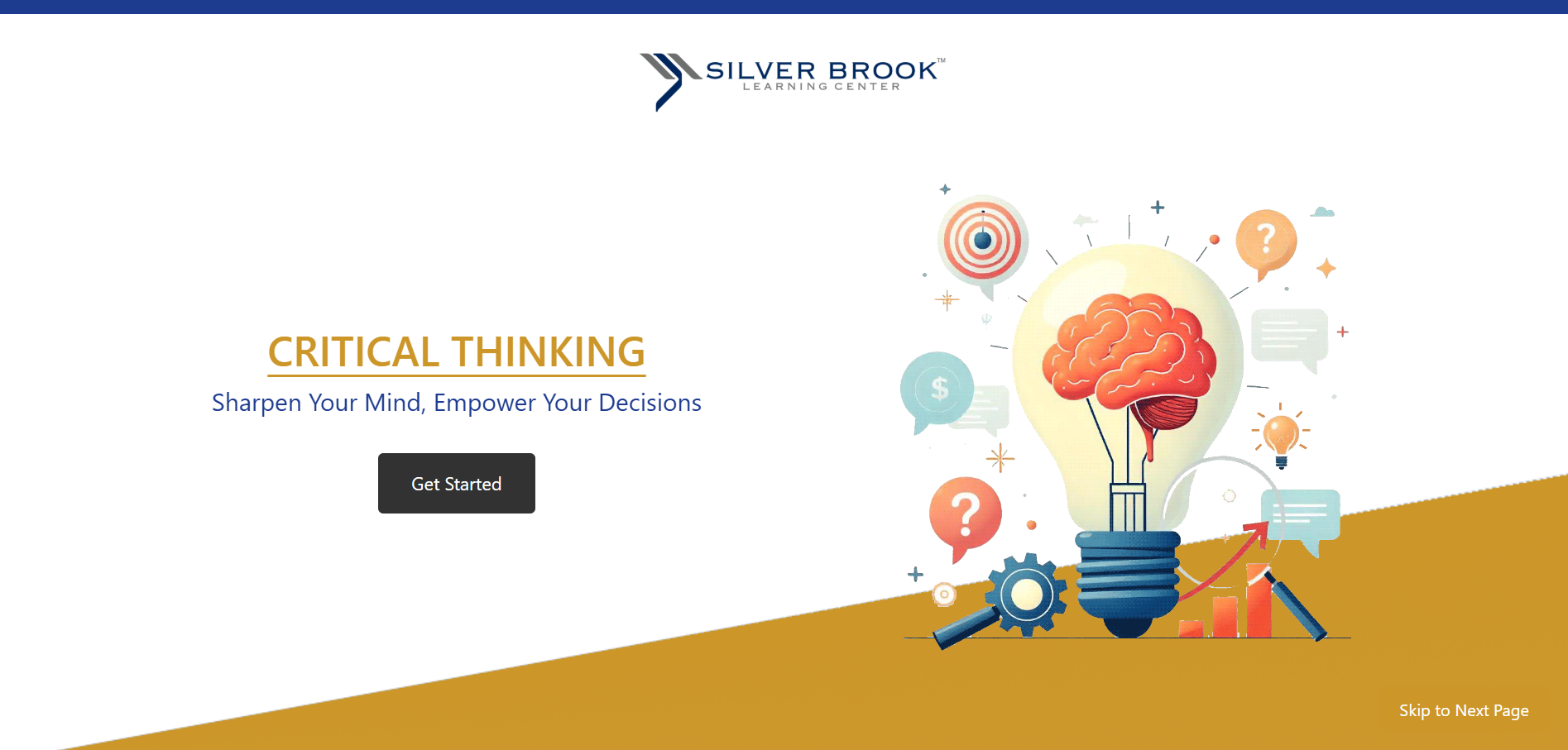 Silver Brook Learning Center critical thinking course title screen